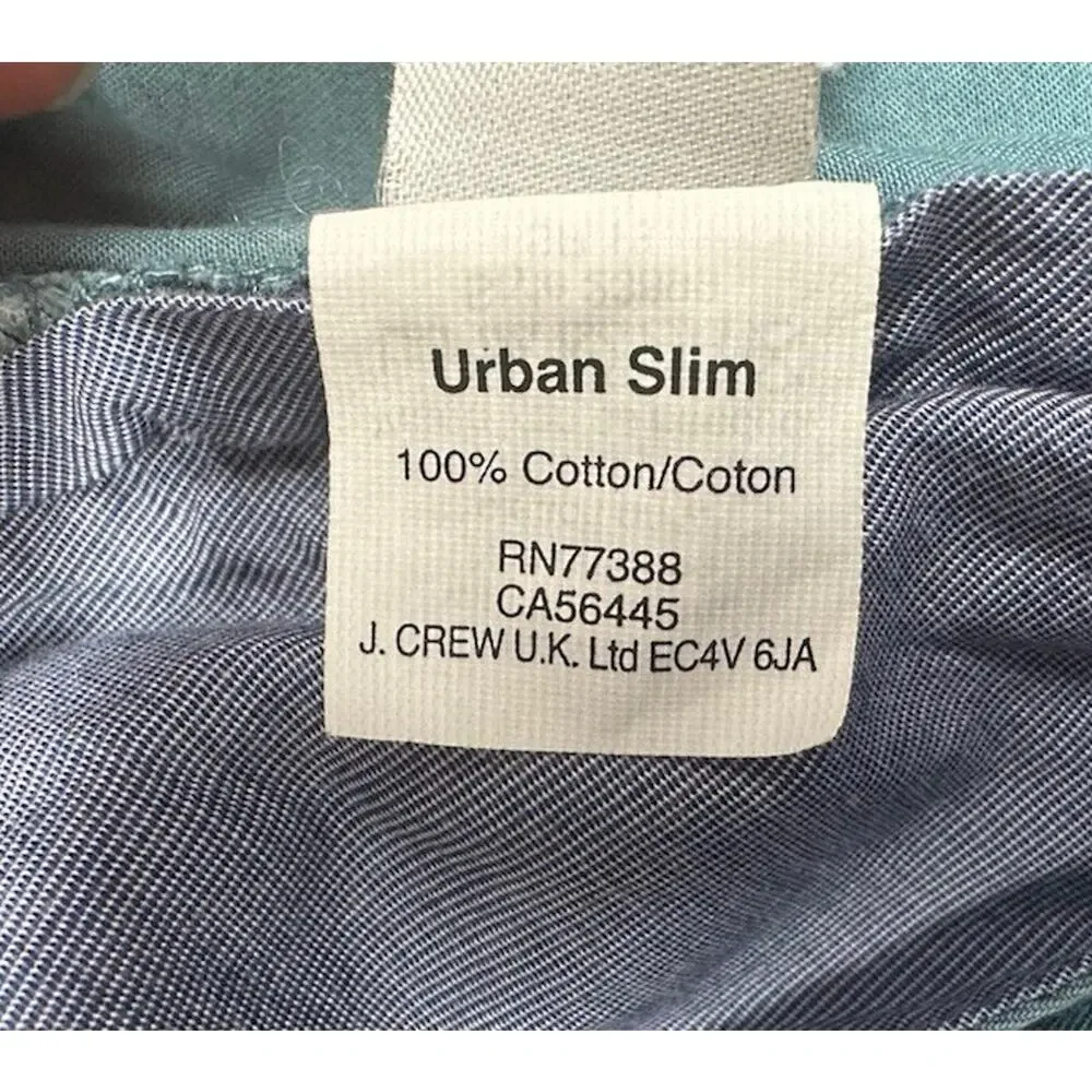 J. Crew Mens Pants Size 32 30 Urban Slim Chino Teal Cotton 100% Preppy Academia